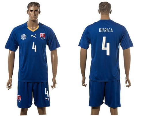 Slovakia #4 Durica Blue Away Soccer Country Jersey - Click Image to Close